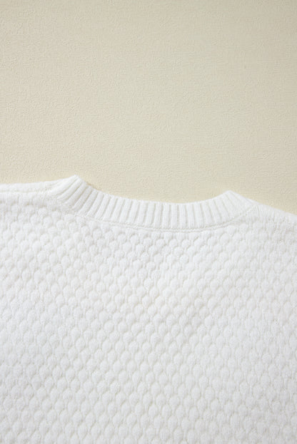 Häkelblumen-Pullover mit Rundhalsausschnitt und langen Ärmeln
