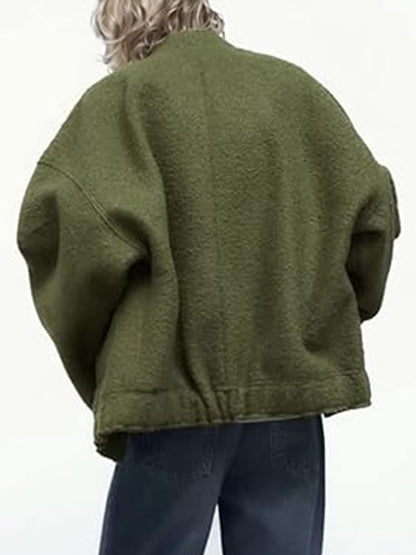 Jacke mit überschnittenen Schultern und Druckknöpfen in voller Größe