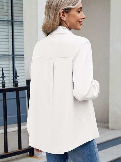 Einfarbiges Langarmhemd mit Kragen