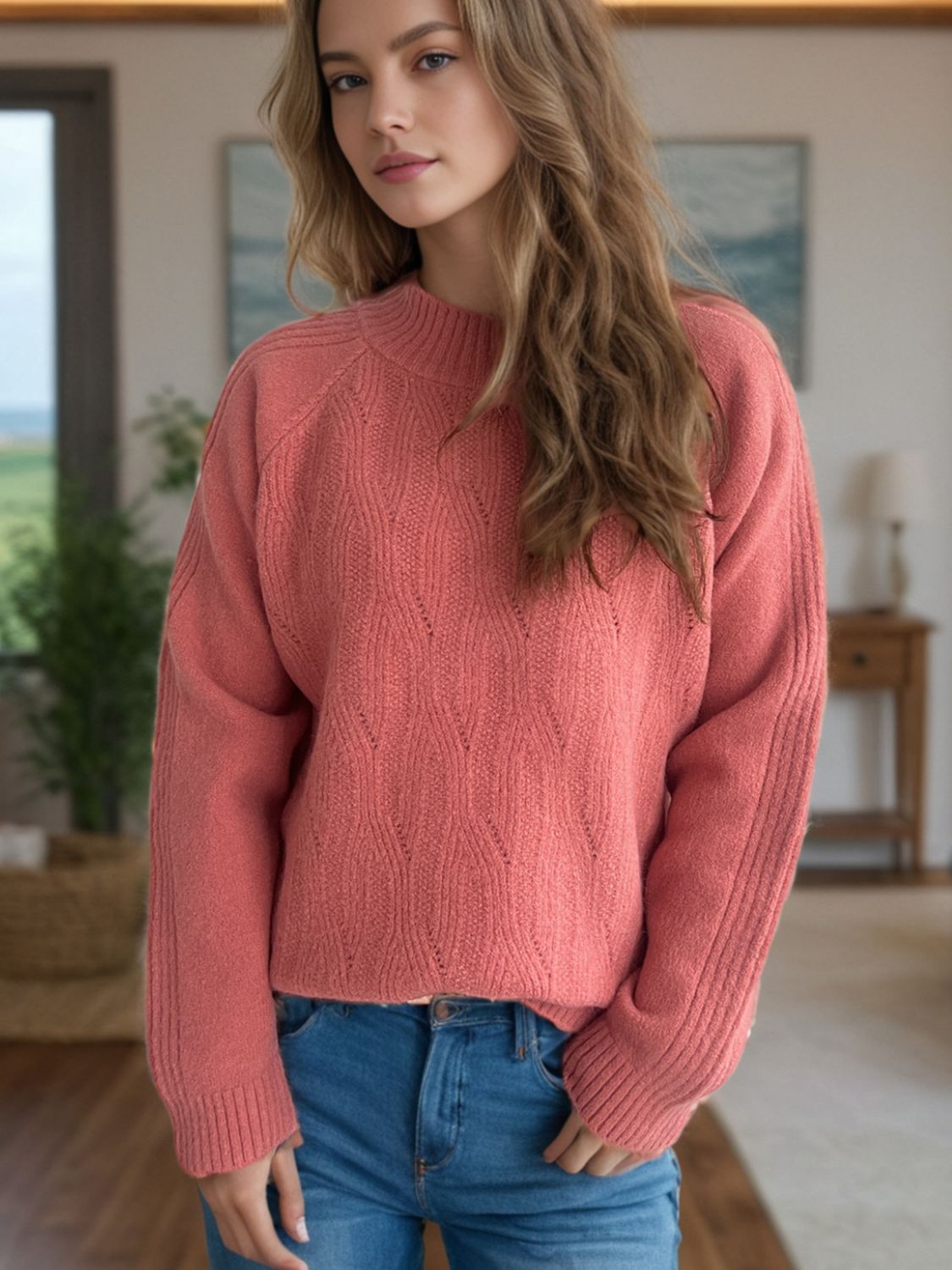 Pullover mit Rollkragen und langen Ärmeln