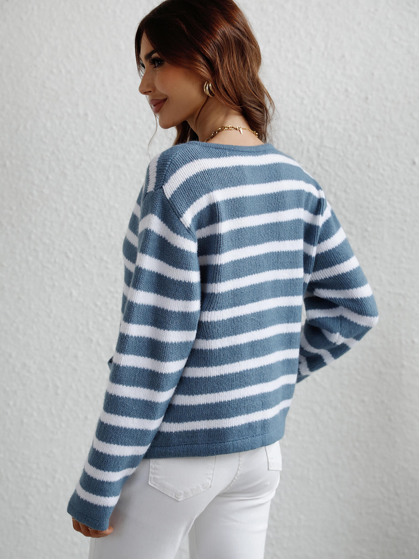 Gewebter Cardigan mit Streifen und Knopfleiste vorne