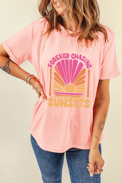 FOREVER CHASING SUNSETS Rundhals-T-Shirt