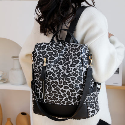 Rucksack aus PU-Leder mit Leopardenmuster