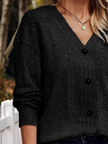 Langärmliges T-Shirt mit V-Ausschnitt