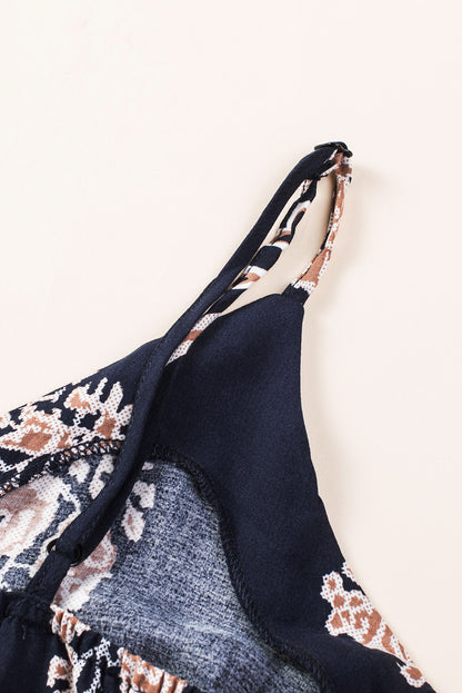 Bedruckter ärmelloser Jumpsuit mit V-Ausschnitt