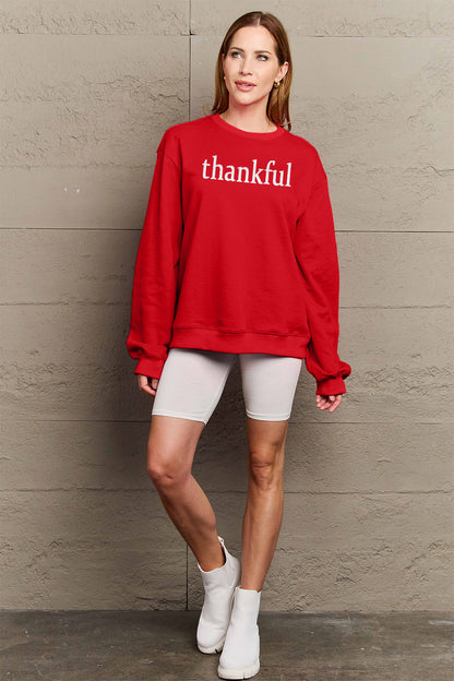 Simply Love – Sweatshirt mit THANKFUL-Grafik in voller Größe