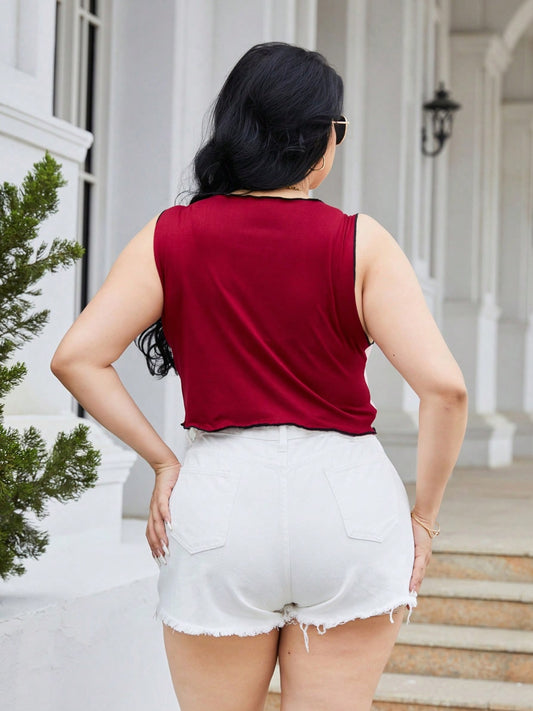 Plus Size Kontrast Rundhals Tank