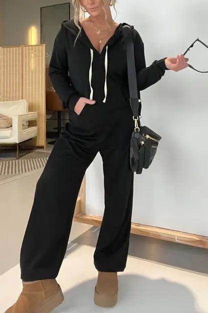 Jumpsuit mit langen Ärmeln und Kordelzug in voller Größe