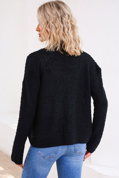 Einfarbige Strickjacke mit offener Vorderseite