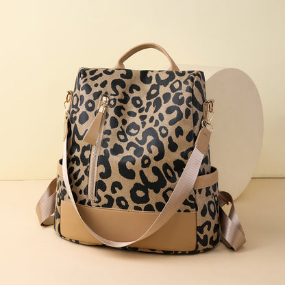 Rucksack aus PU-Leder mit Leopardenmuster