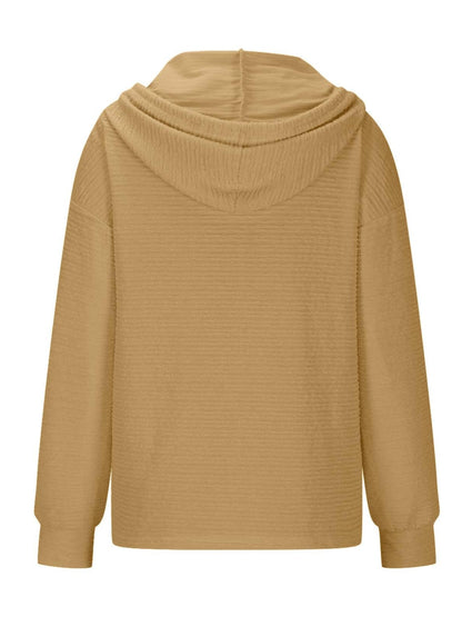 Kapuzenpullover mit Kordelzug und Viertelknopfleiste