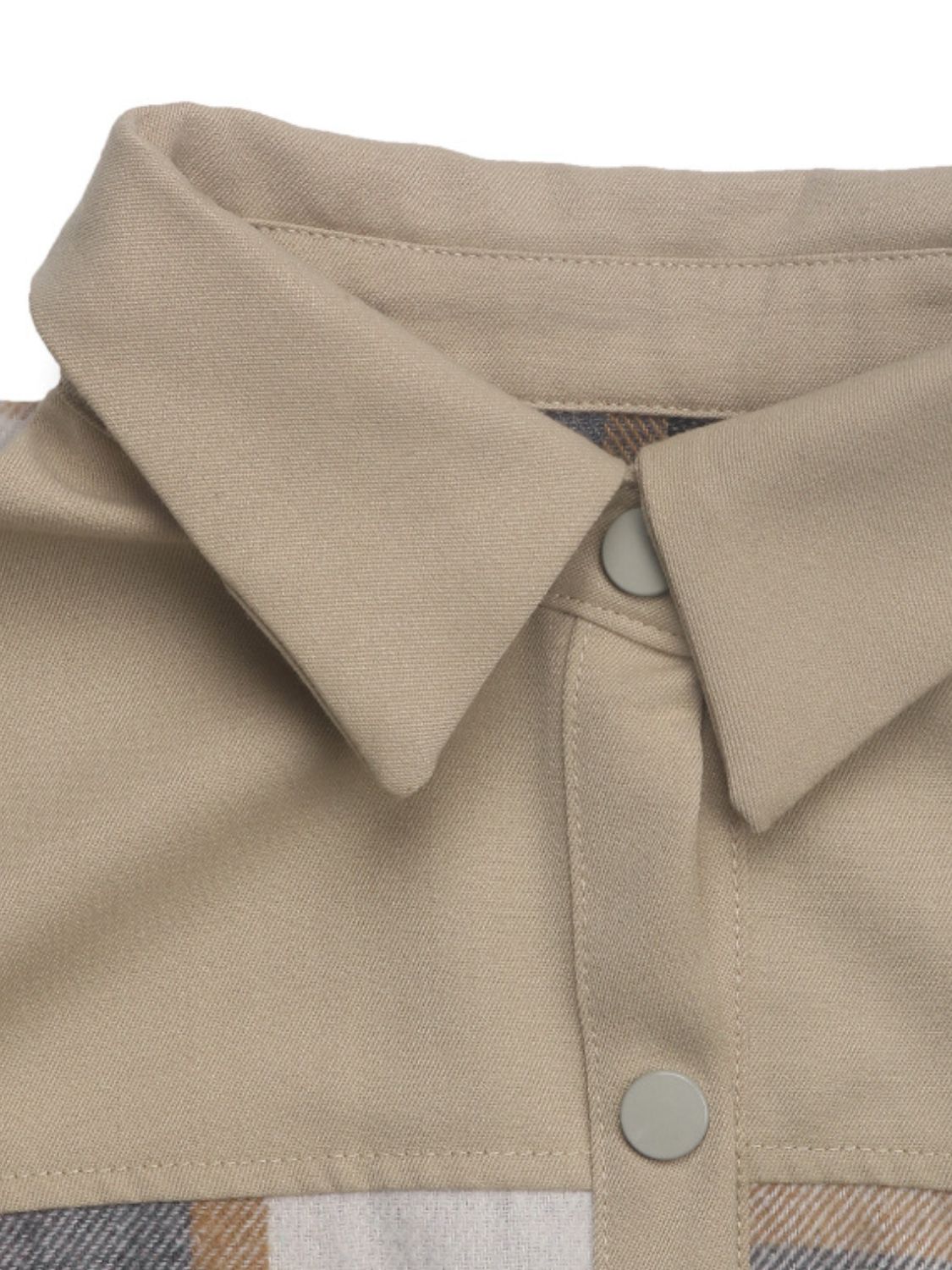 Perfee – Karierte, langärmlige Hemdjacke mit Druckknöpfen