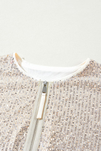 Langärmlige Jacke mit Pailletten und Reißverschluss