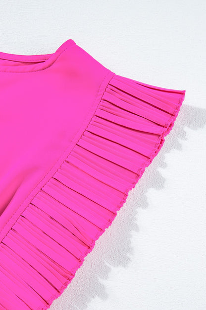 Gerüschtes Minikleid mit Rundhalsausschnitt und Flügelärmeln