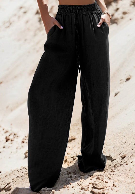 Jeans mit weitem Bein und Kordelzug