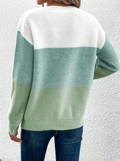 Pullover mit U-Boot-Ausschnitt und Farbblockdesign
