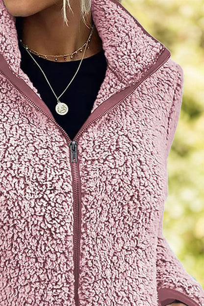 Rollkragenjacke mit Reißverschluss und Taschen