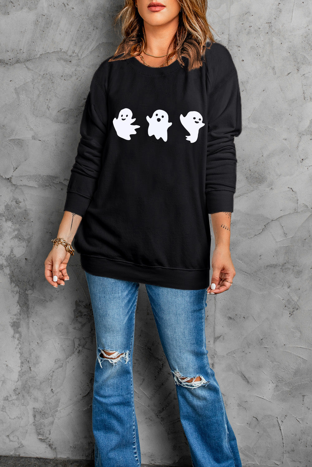 Ghost Langarm-Sweatshirt mit Rundhalsausschnitt