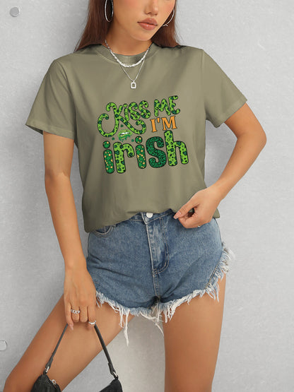 KISS ME I'M IRISH T-Shirt mit Rundhalsausschnitt
