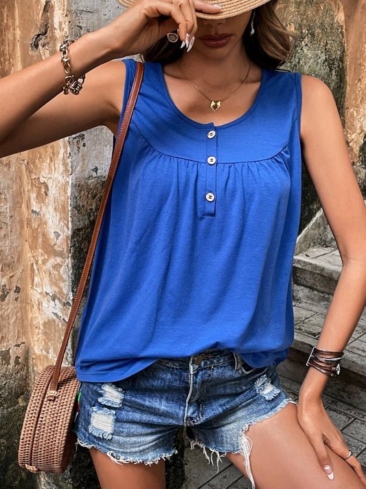 Tanktop mit Rundhalsausschnitt und Knopfdetail