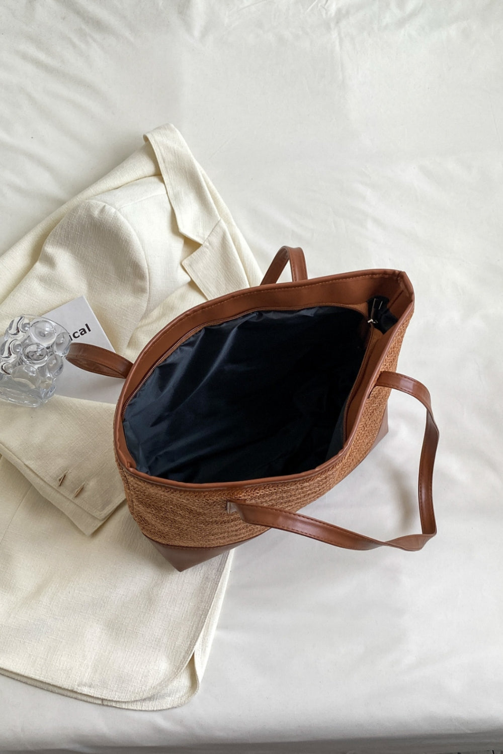 Große Tragetasche mit PU-Lederriemen