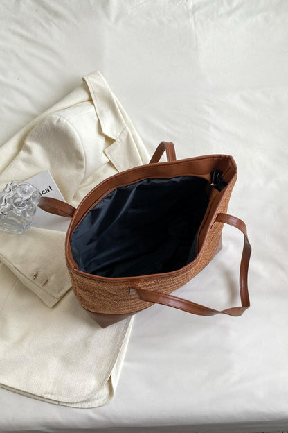 Große Tragetasche mit PU-Lederriemen