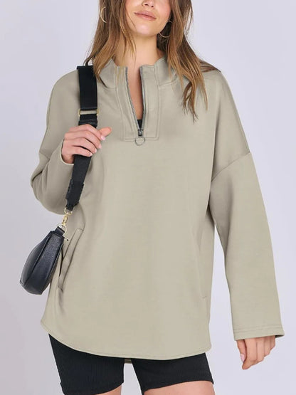 Langärmliger Hoodie mit Viertelreißverschluss