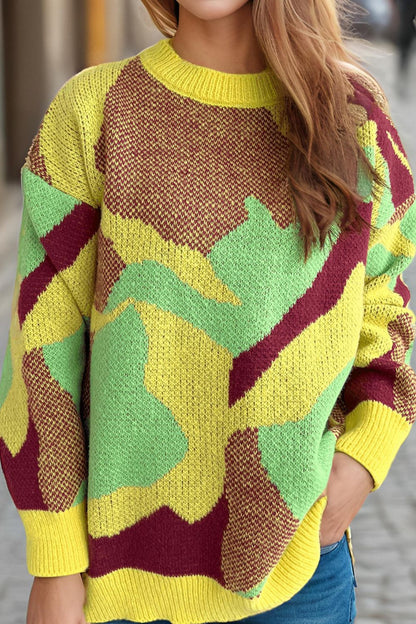 Pullover mit Rundhalsausschnitt und langen Ärmeln in Kontrastfarbe