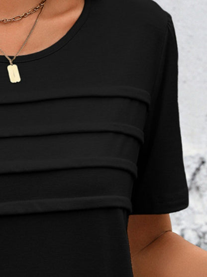 Rundhals-Kurzarm-Oberteil