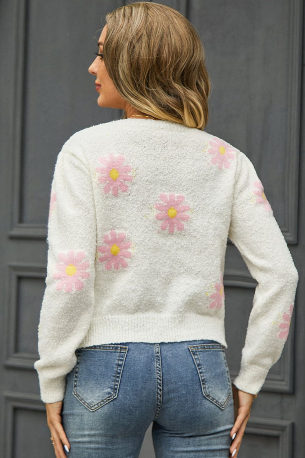 Pullover mit Engelsflügeln und Blumenmuster, Rundhalsausschnitt, kurzärmelig