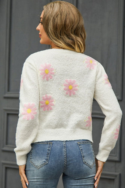 Pullover mit Engelsflügeln und Blumenmuster, Rundhalsausschnitt, kurzärmelig