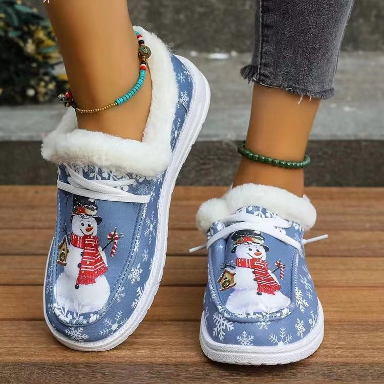 Slipper mit runder Zehenpartie und Schneemann-Print