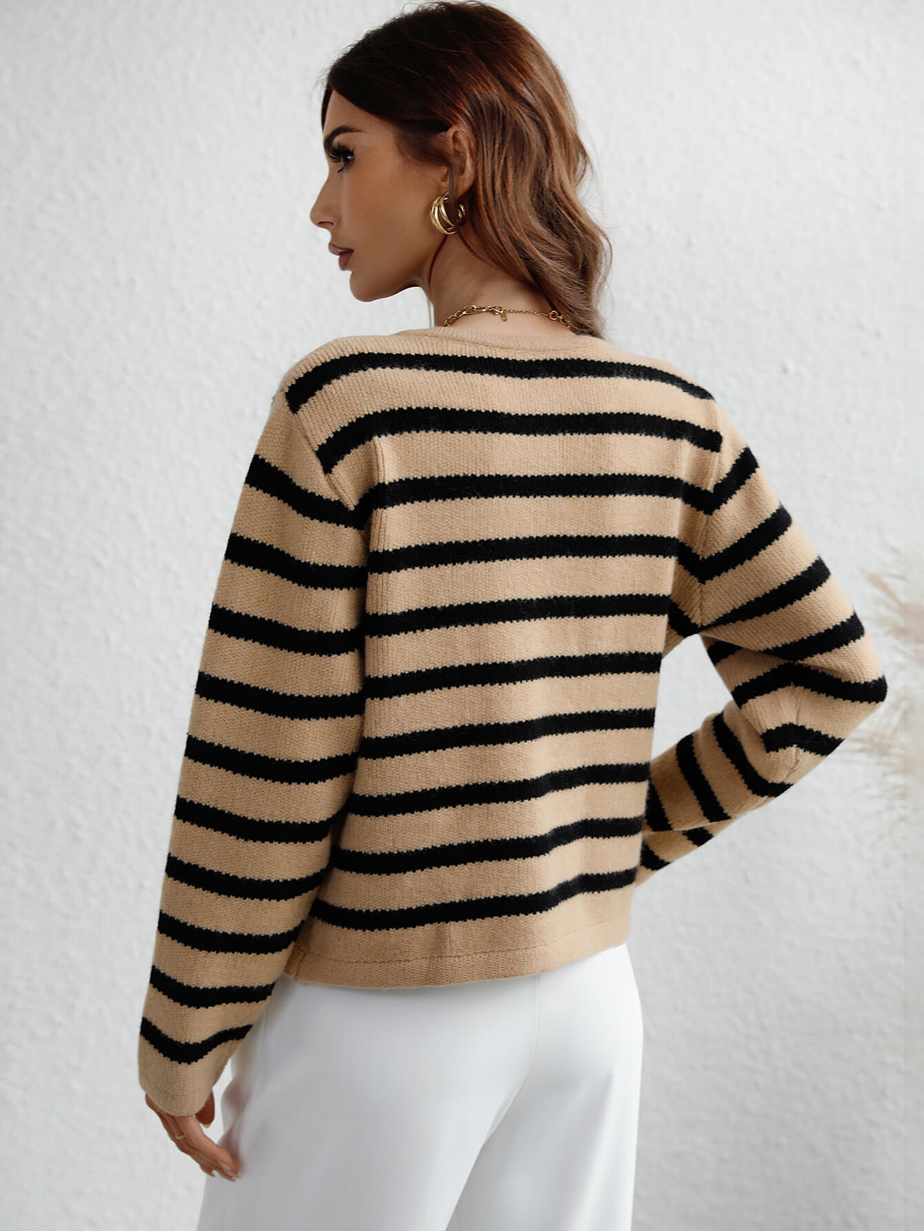 Gewebter Cardigan mit Streifen und Knopfleiste vorne