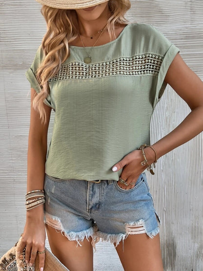 Oberteil mit Rundhalsausschnitt und kurzen Ärmeln