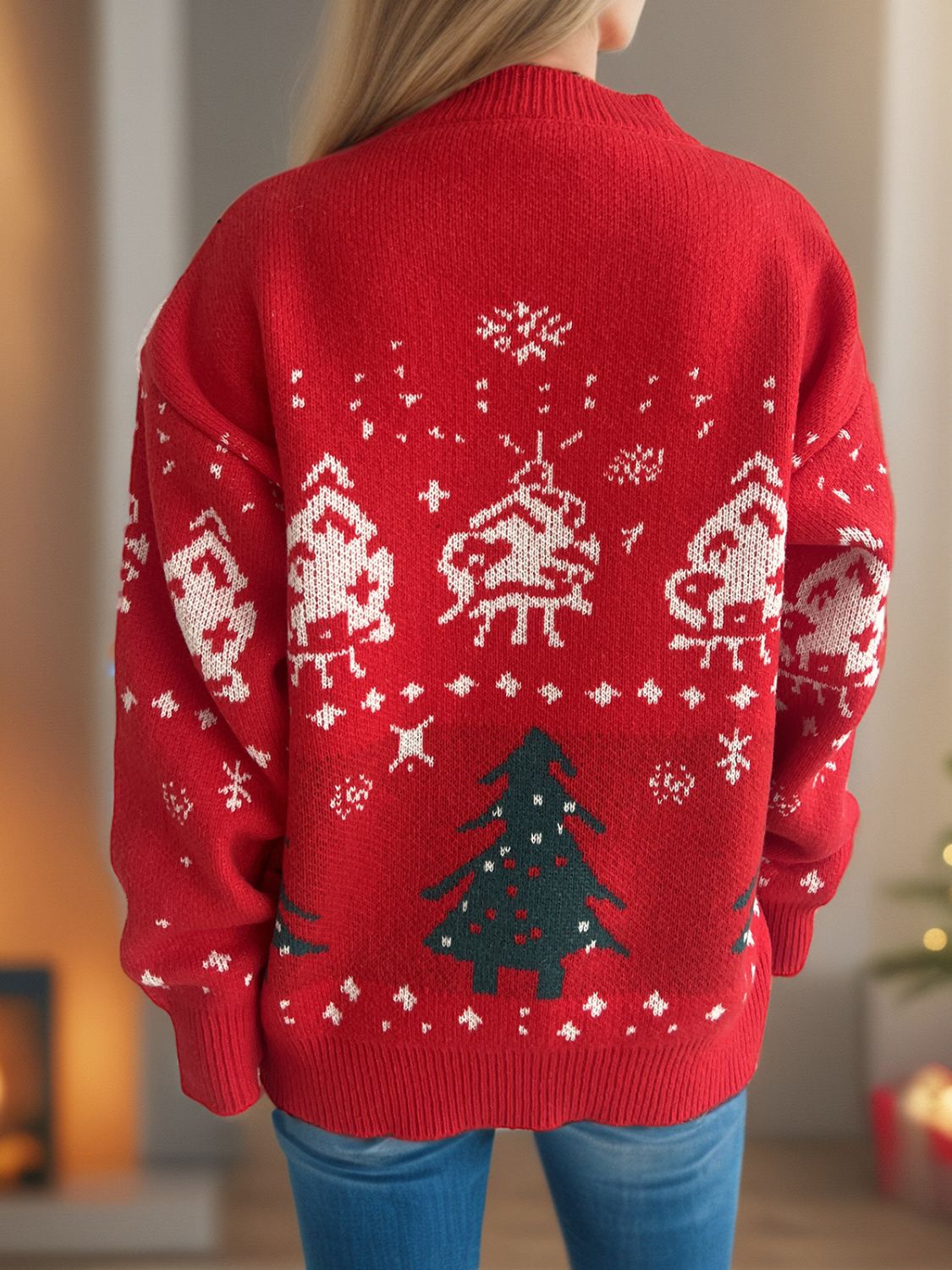 Weihnachtselement Rundhals Langarmpullover