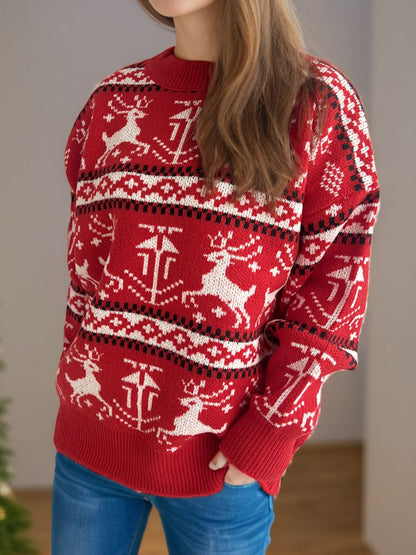 Weihnachtselement Rundhals Langarmpullover