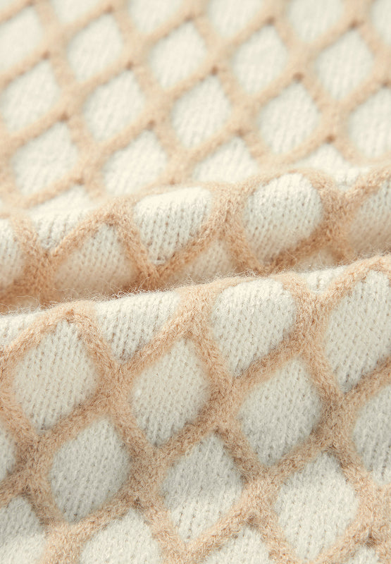 Langärmliger Pullover mit Stehkragen und Rautenmuster