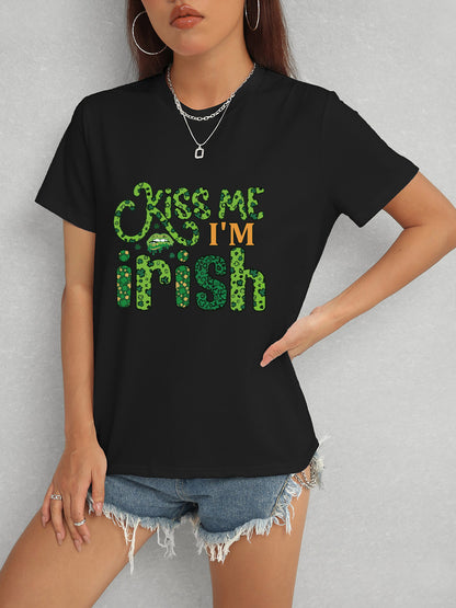 KISS ME I'M IRISH T-Shirt mit Rundhalsausschnitt
