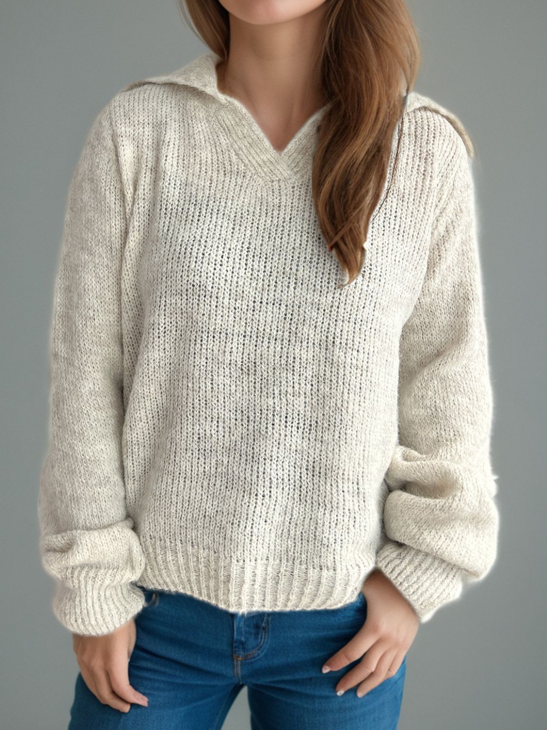 Pullover mit Kragen und langen Ärmeln