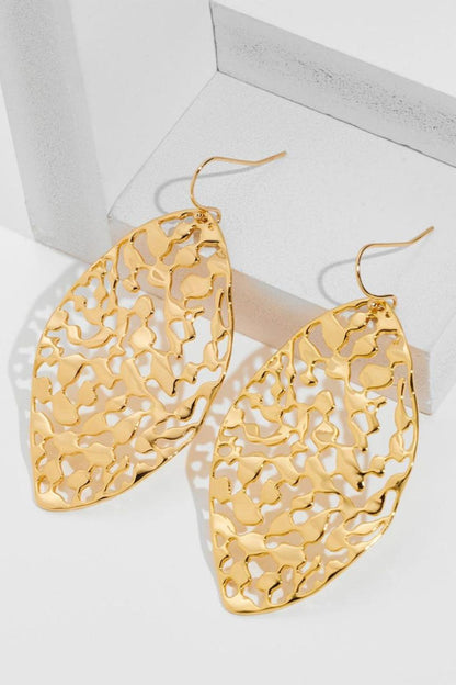 Brass Cutout Leaf Shape Earrings