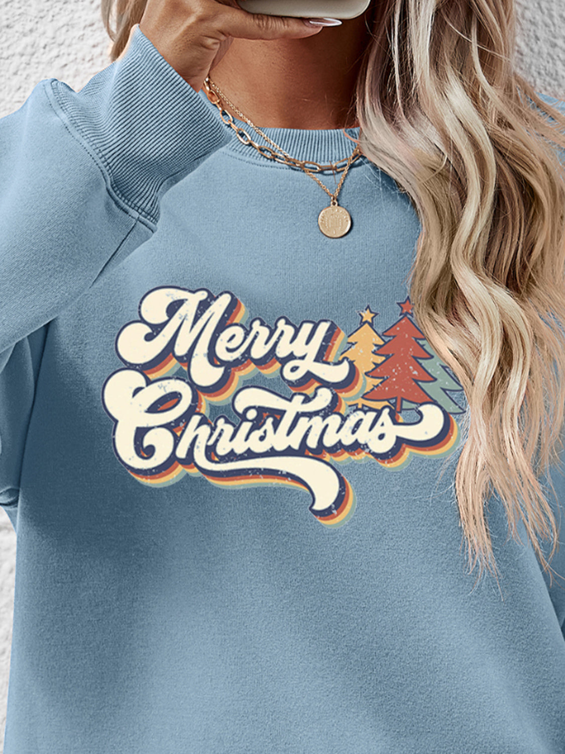 Sweatshirt mit Rundhalsausschnitt und Weihnachtsbuchstabengrafik
