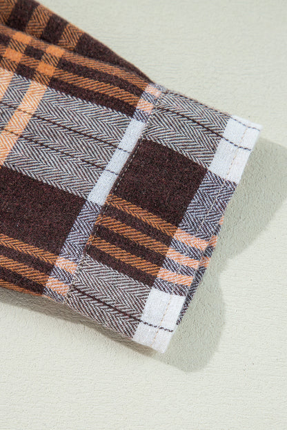 Karierte, langärmlige Hemdjacke mit Knopfleiste