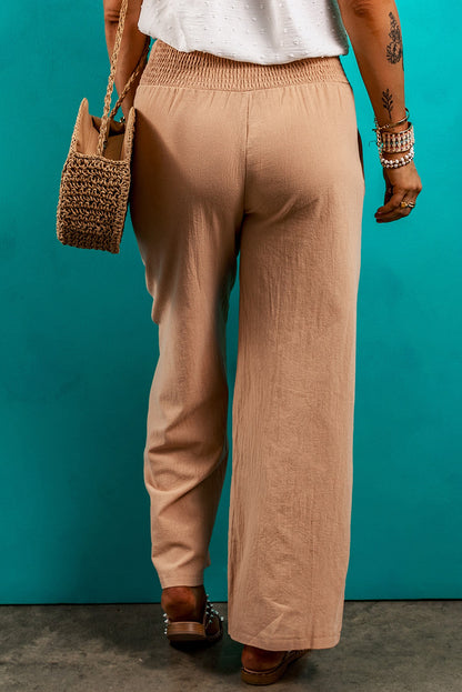 Gesmokte Hose mit elastischem Bund und Taschen