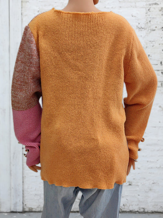Pullover mit Farbblock-Dekor und langen Ärmeln
