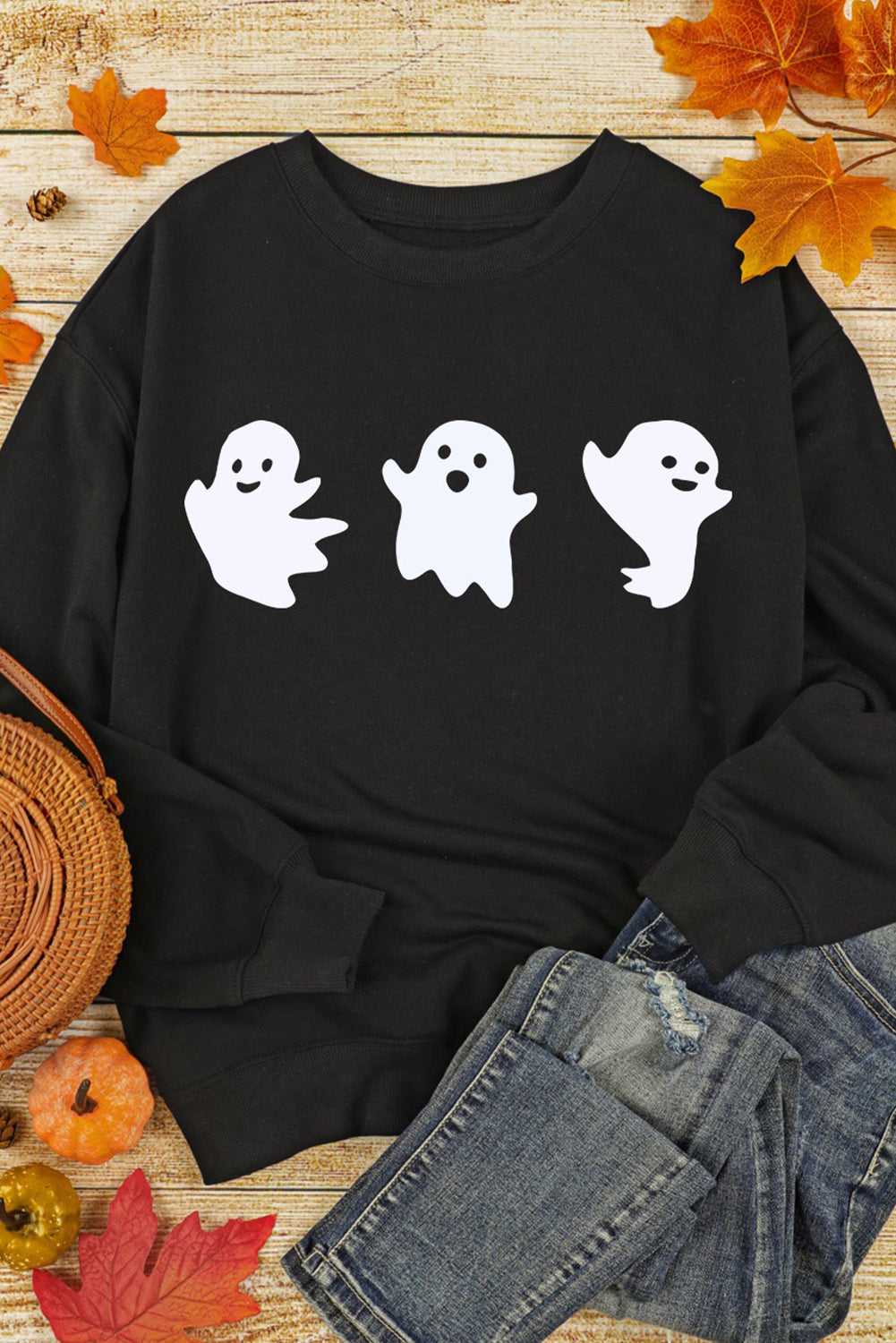 Ghost Langarm-Sweatshirt mit Rundhalsausschnitt