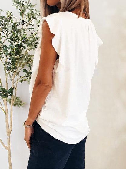 T-Shirt mit Rüschen und Flügelärmeln