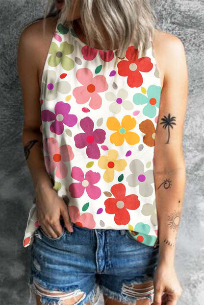 Tanktop mit Rundhalsausschnitt und Blumen-Print