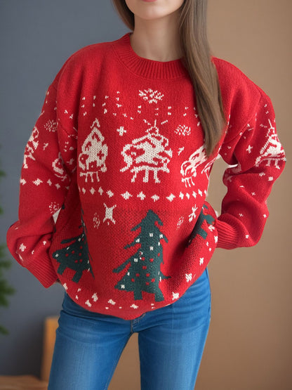 Weihnachtselement Rundhals Langarmpullover