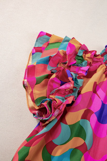 Bluse mit Stehkragen, Flügelärmeln und Rüschen