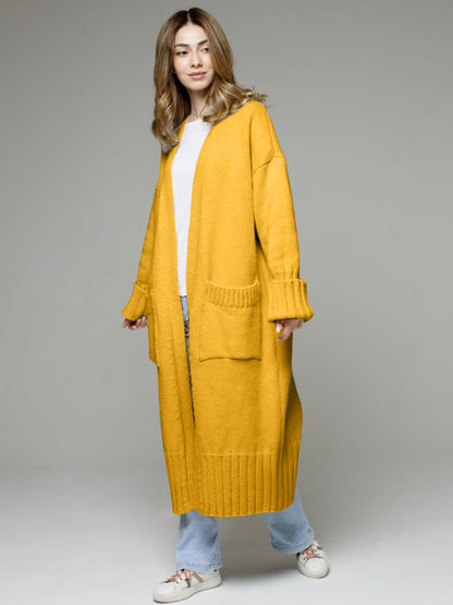 Cardigan mit offener Vorderseite und überschnittenen Schultern und Taschen